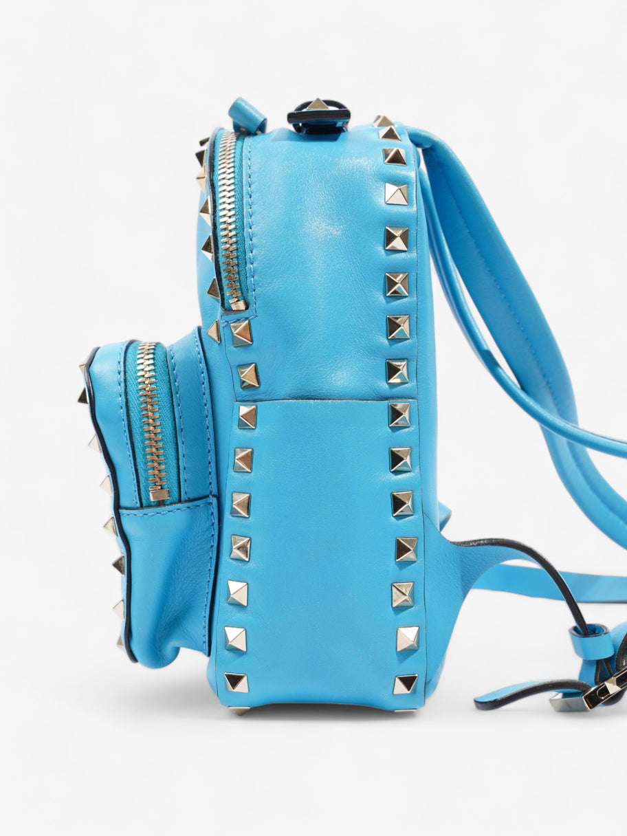 Rockstud Backpack Blue Leather Mini Image 2