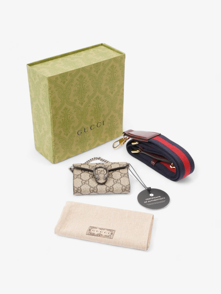 Gucci Dionysus GG Wallet With Web Strap Beige And Ebony GG Supreme / Navy / Red Coated Canvas Image 10