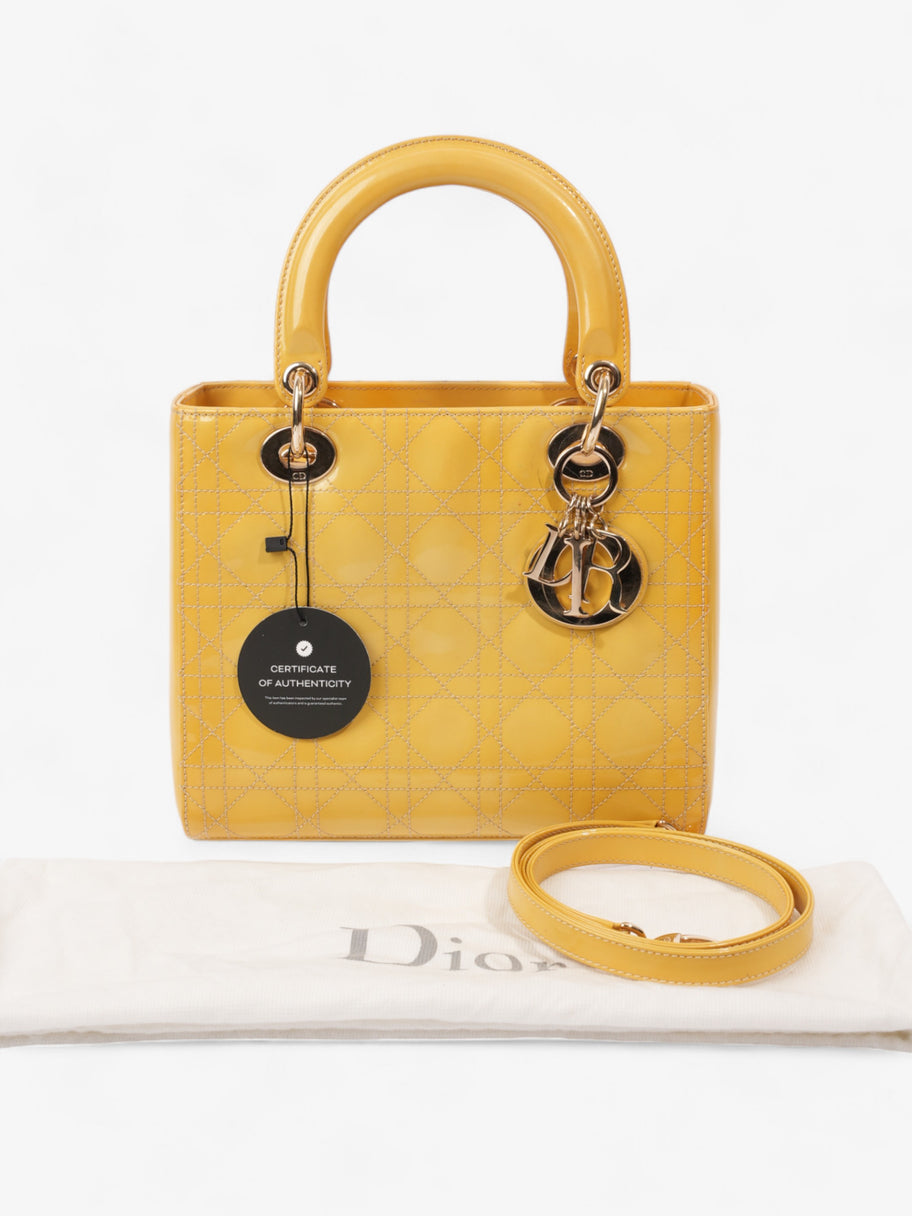 Christian Dior Lady Dior Yellow Patent Leather Medium Image 11