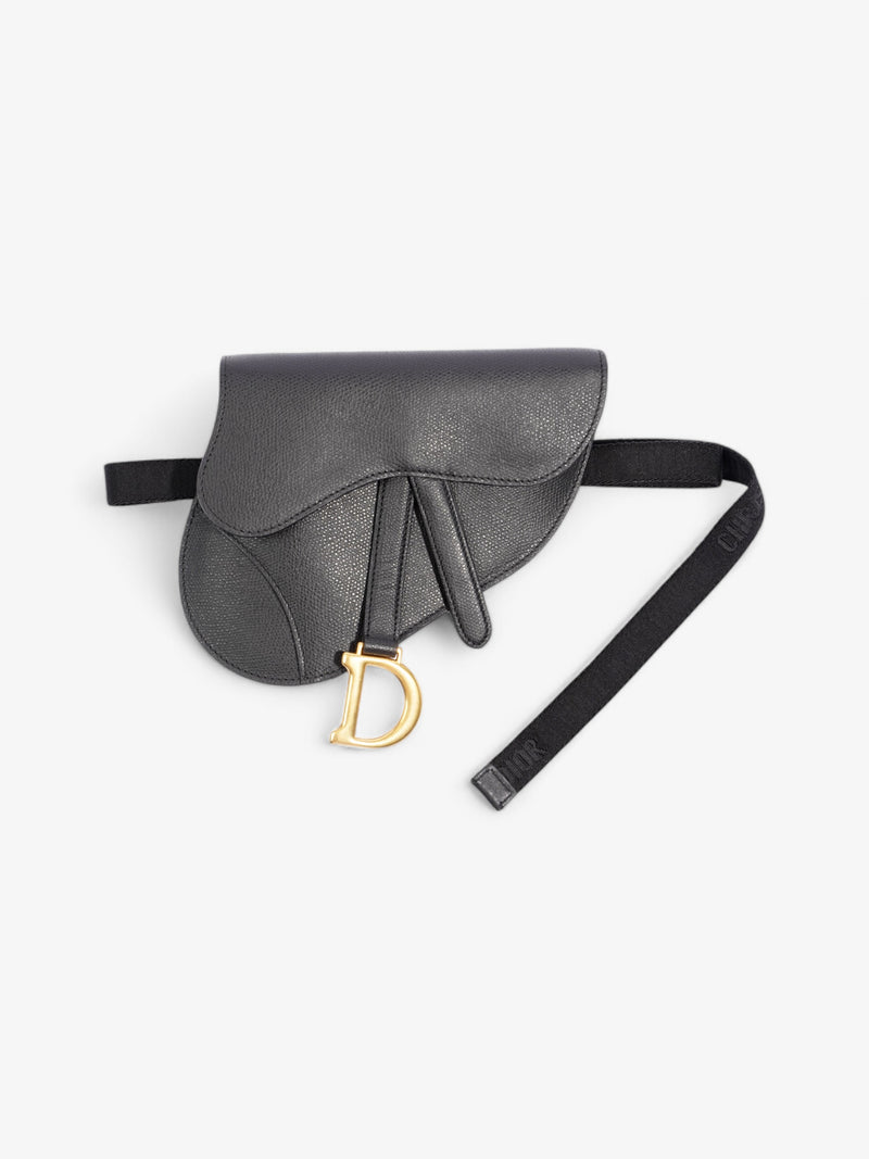  Christian Dior Saddle Belt Bag Black Leather