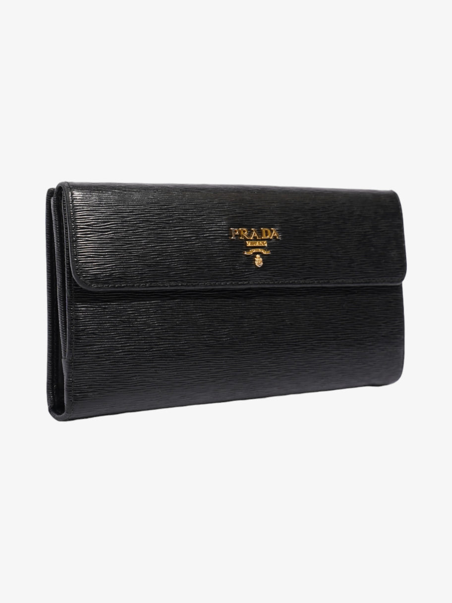 Prada Continental Flap Wallet Black Leather Image 4