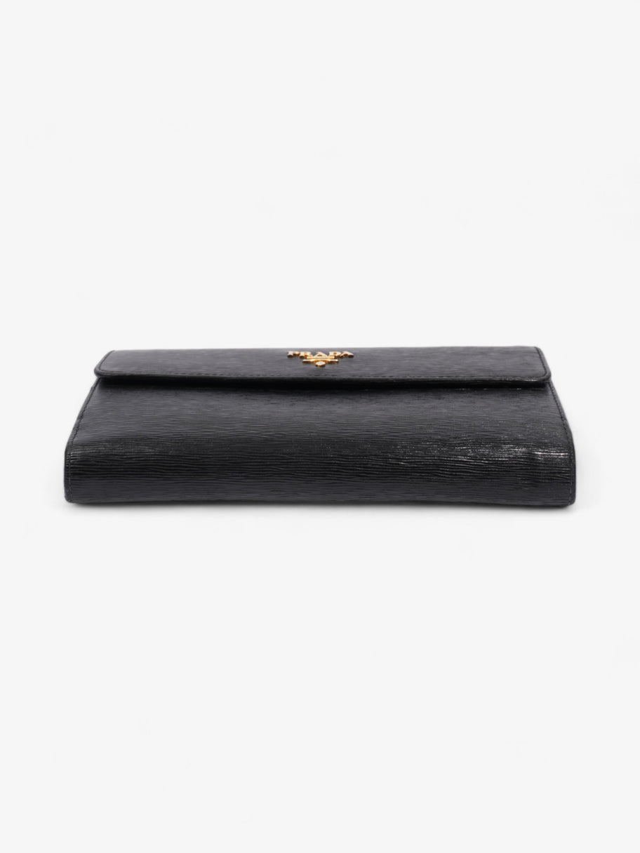 Prada Continental Flap Wallet Black Leather Image 5