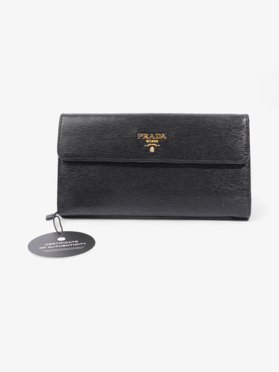 Prada Continental Flap Wallet Black Leather Image 9