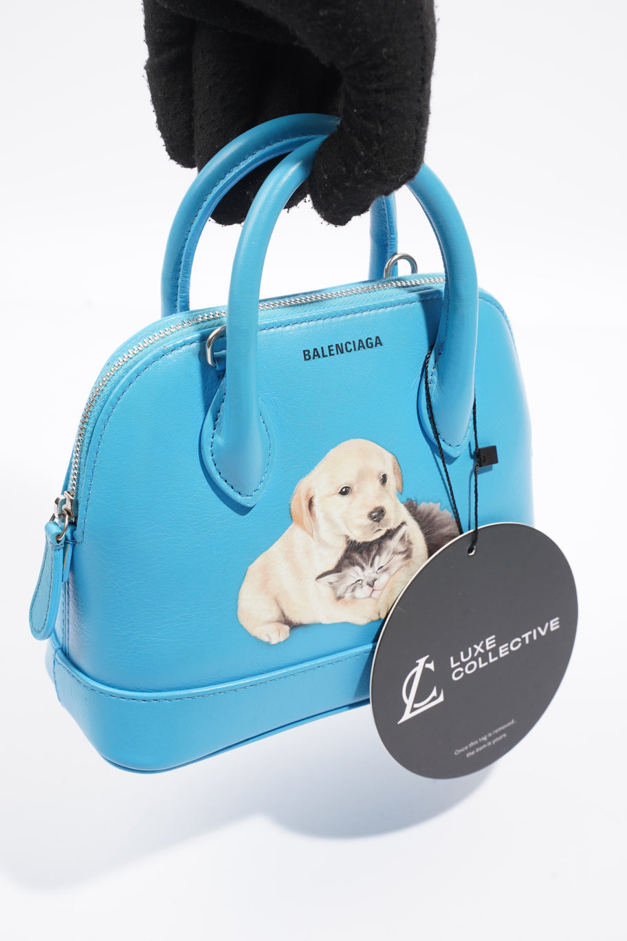 Balenciaga Ville Puppy and Kitten Blue Leather Image 10