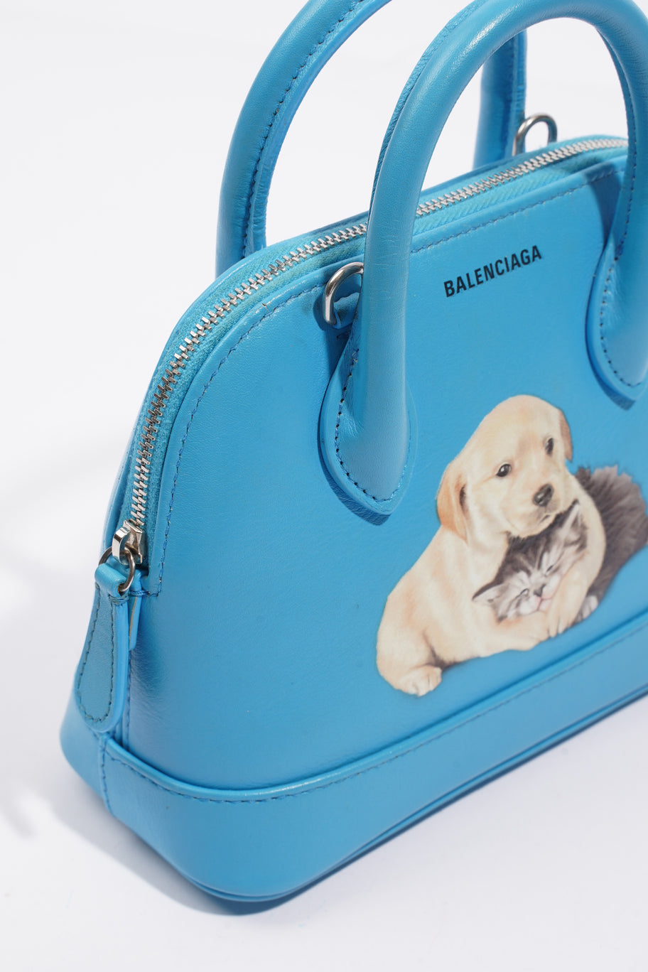 Balenciaga Ville Puppy and Kitten Blue Leather Image 15