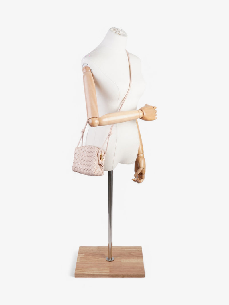  Bottega Veneta Loop Shoulder Bag Light Pink Intrecciato Leather Mini