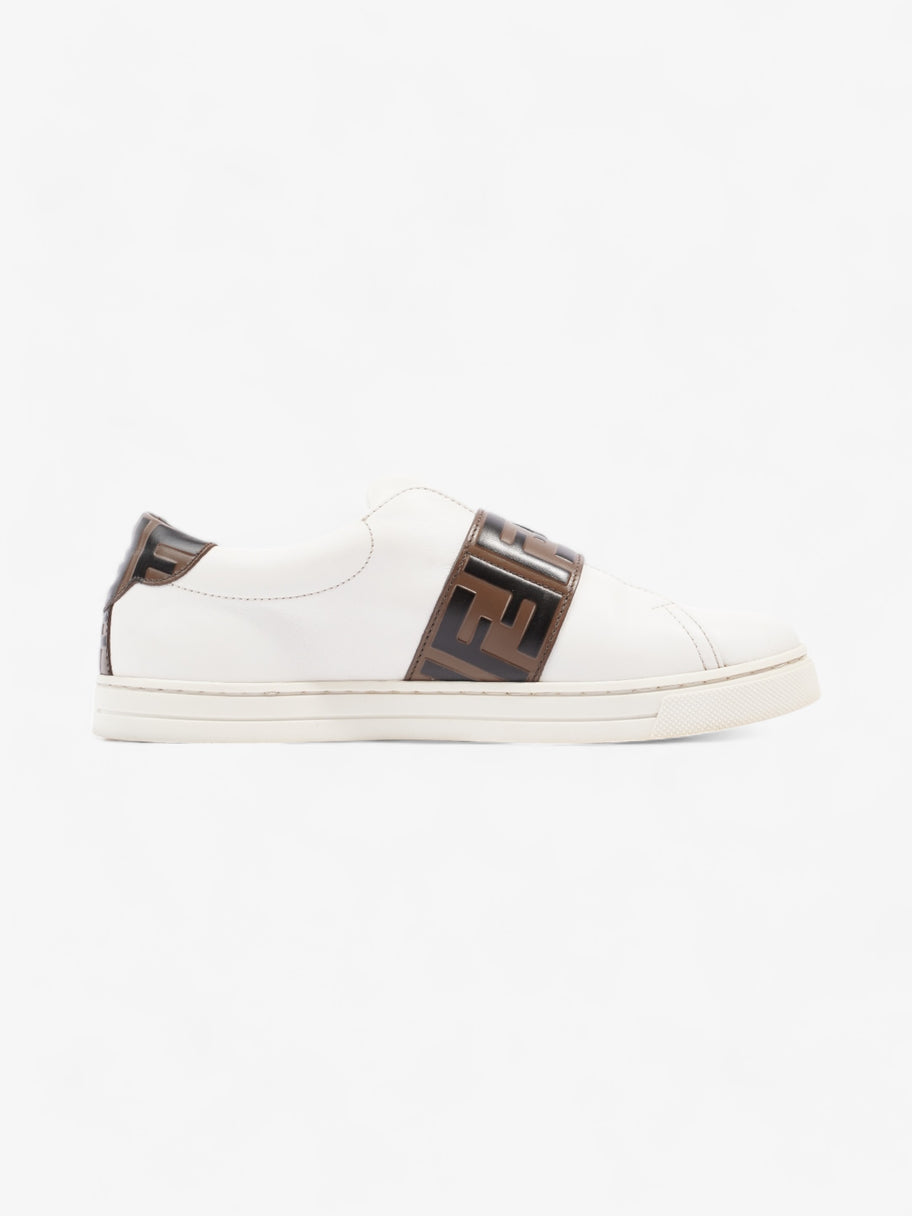 Fendi FF Logo Buckled Low Top Sneakers White / Zucca Leather EU 38 UK 5 Image 4