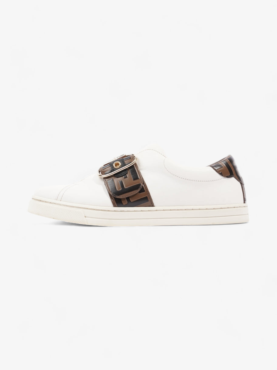 Fendi FF Logo Buckled Low Top Sneakers White / Zucca Leather EU 38 UK 5 Image 5