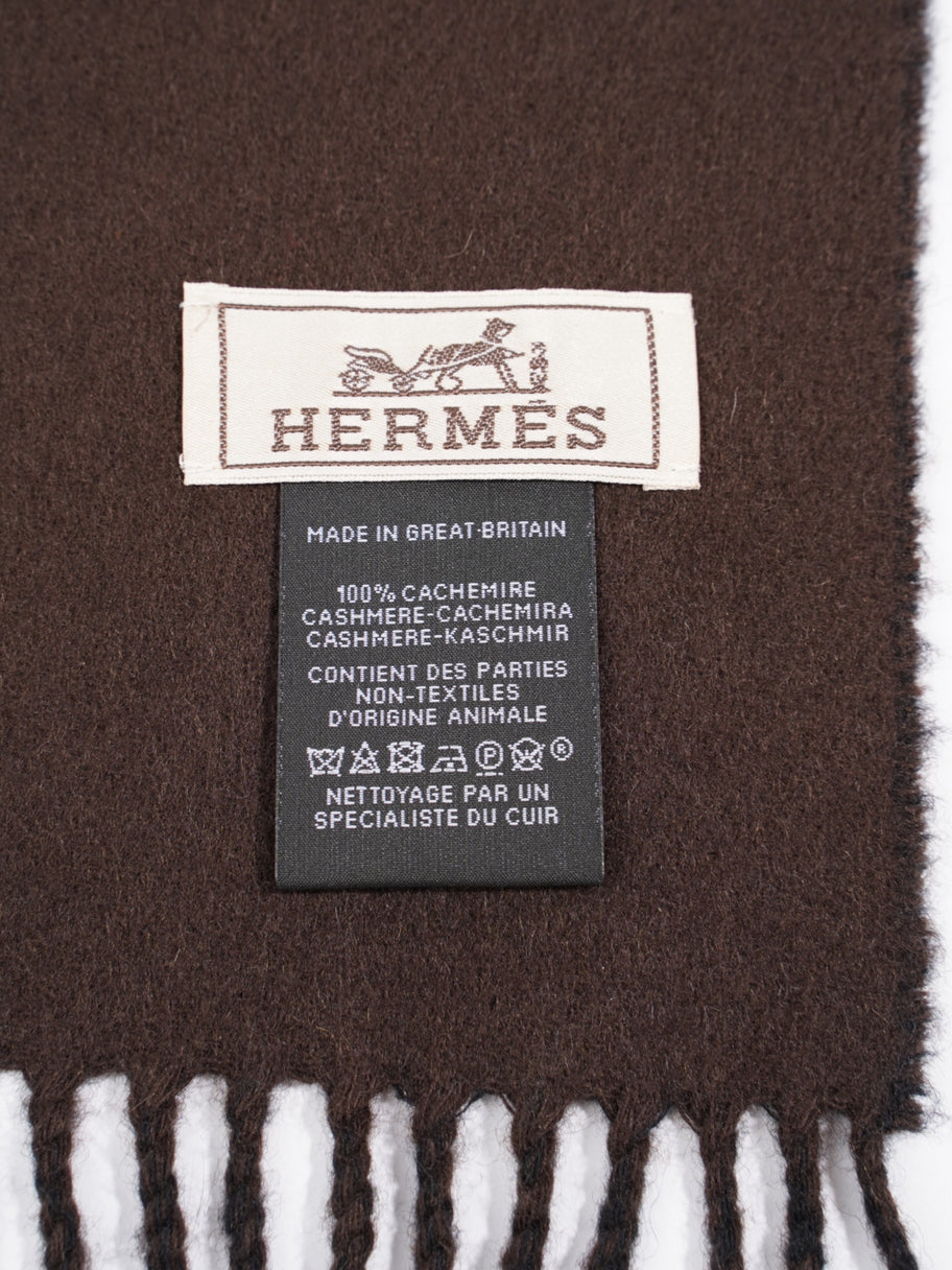 Hermes Cashmere Muffler Super H Leather Detail Black / Brown Cashmere Image 3