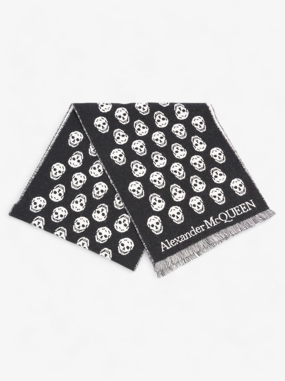 Alexander McQueen Skull Printed Scarf Black / White Wool Image 1