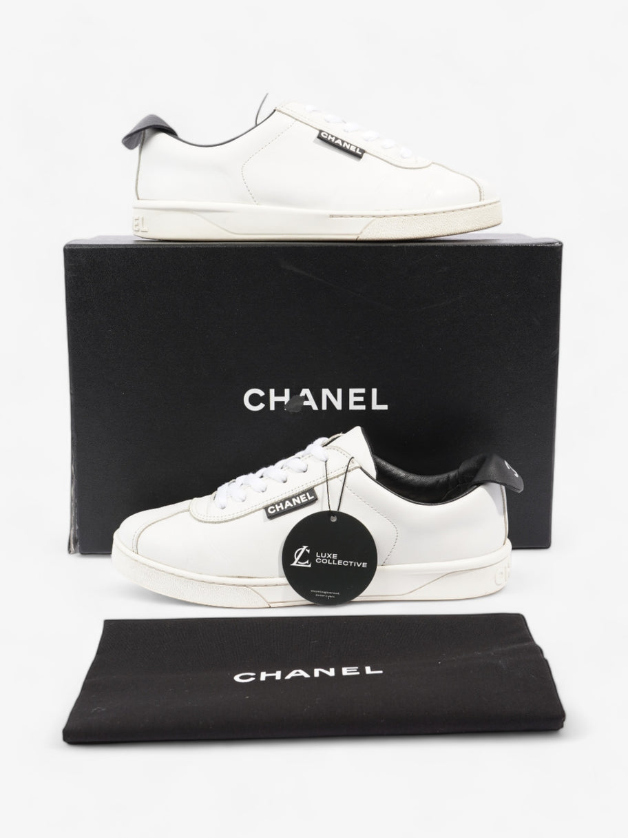 Chanel CC Logo Sneakers  White / Black Leather EU 38 UK 5 Image 10