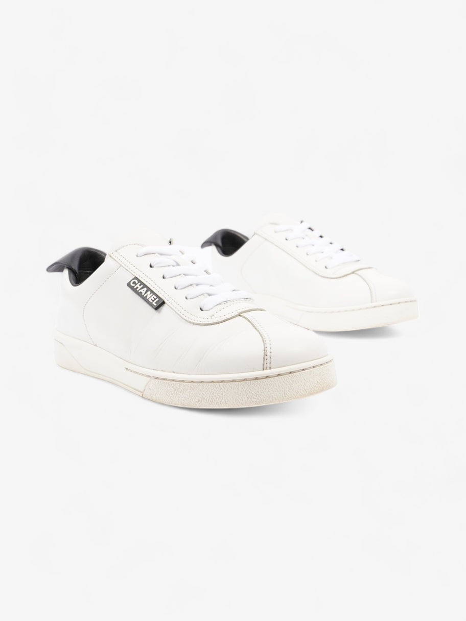 Chanel CC Logo Sneakers  White / Black Leather EU 38 UK 5 Image 2