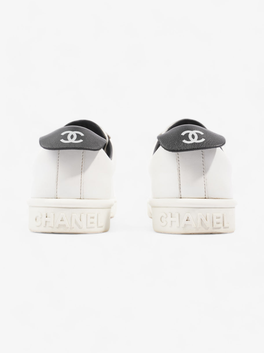 Chanel CC Logo Sneakers  White / Black Leather EU 38 UK 5 Image 6