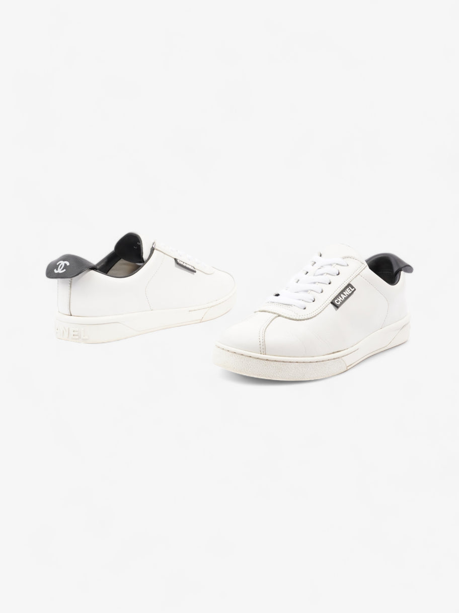 Chanel CC Logo Sneakers  White / Black Leather EU 38 UK 5 Image 9