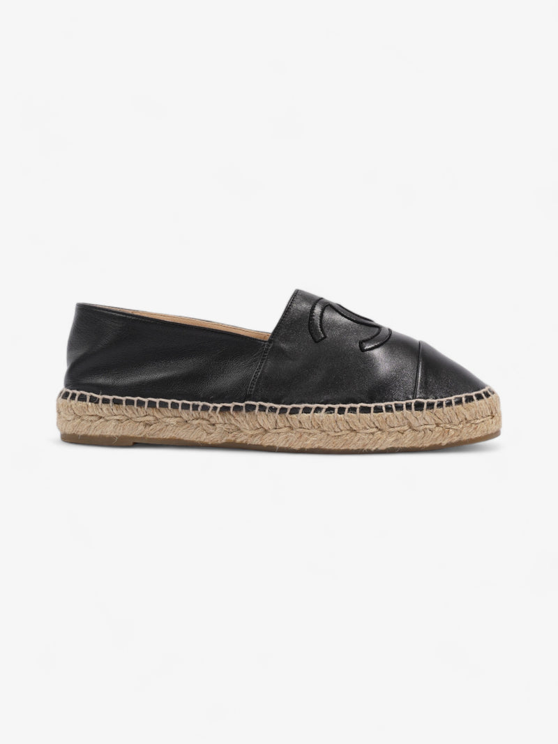  Chanel Espadrilles Black Leather EU 39 UK 6