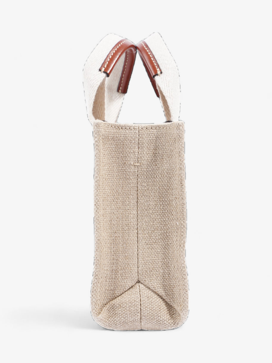 Chloe Woody Tote Beige / Brown / White Linen Mini Image 5