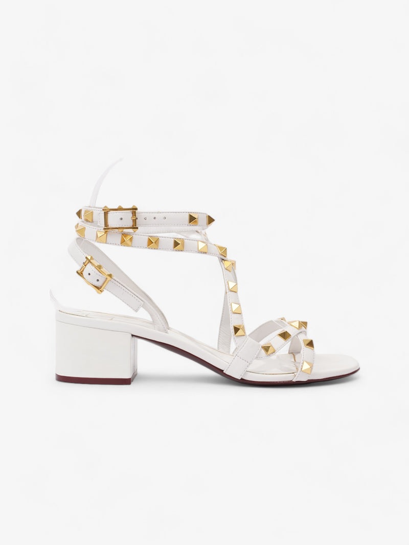  Valentino Rockstud Sandals 40 White / Gold Leather EU 36.5 UK 3.5