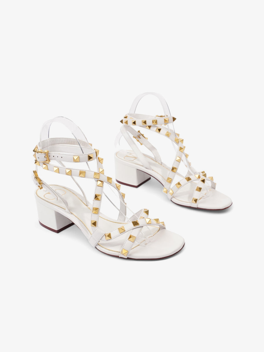 Valentino Rockstud Sandals 40 White / Gold Leather EU 36.5 UK 3.5 Image 2