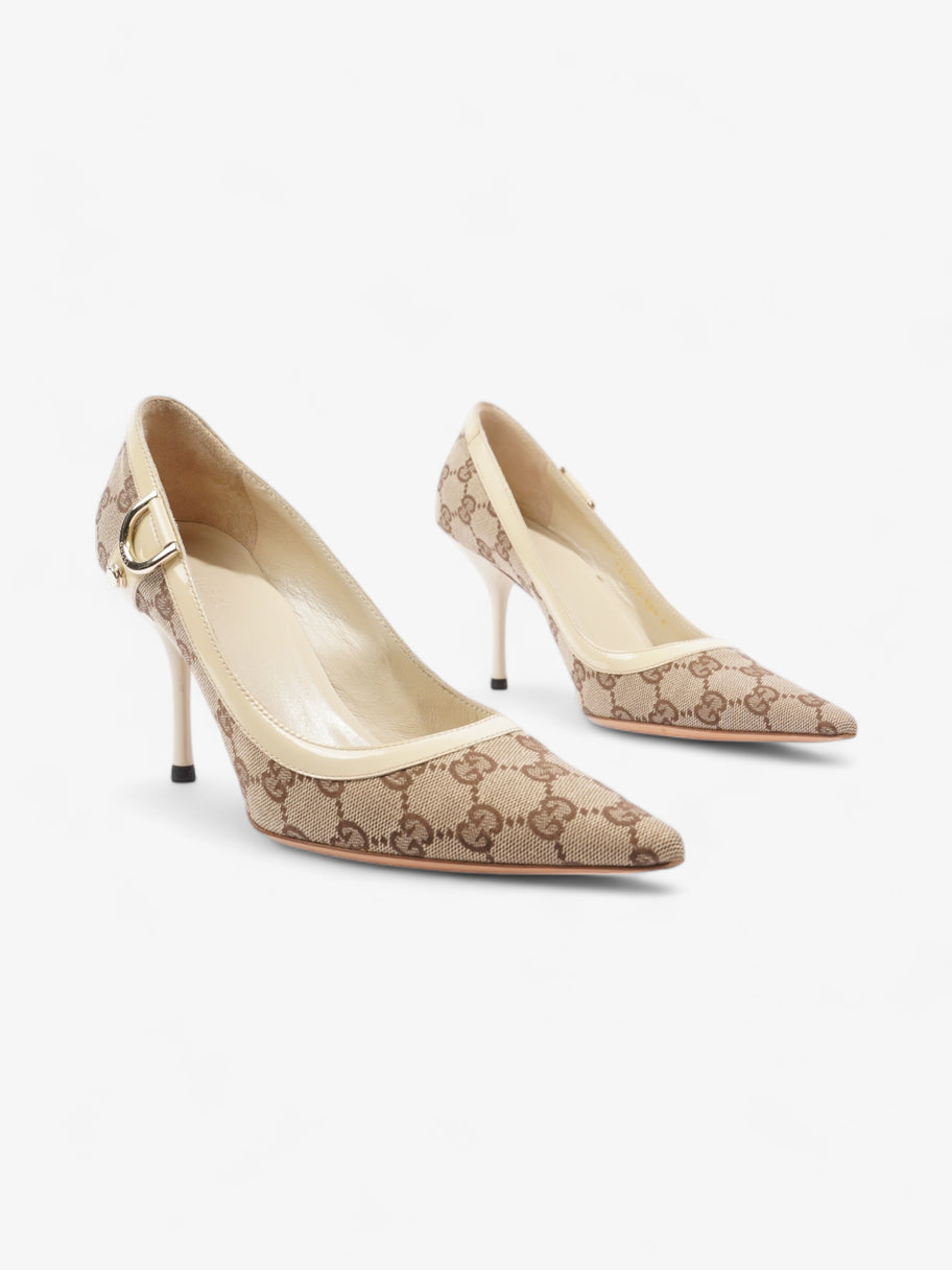 Gucci D-Ring Heels 80mm Beige Canvas EU 38 UK 5 Image 2