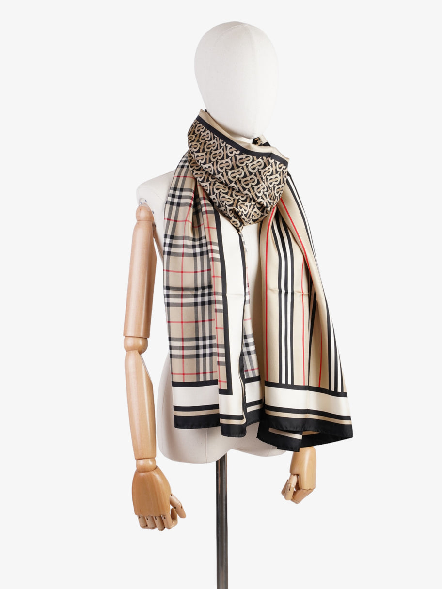 Burberry Multi Colour Scarf Archive Beige Silk Image 4