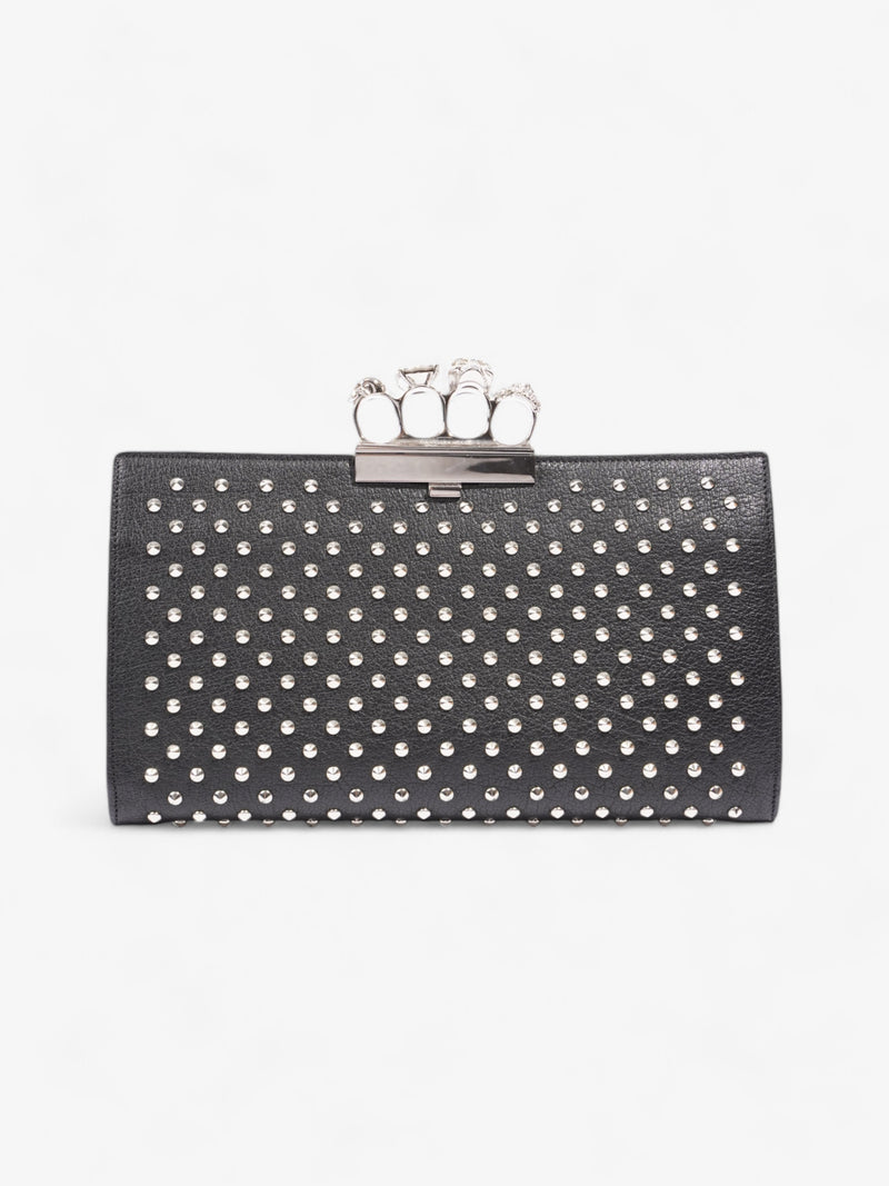  Alexander McQueen Knuckleduster Spike Clutch Black Leather