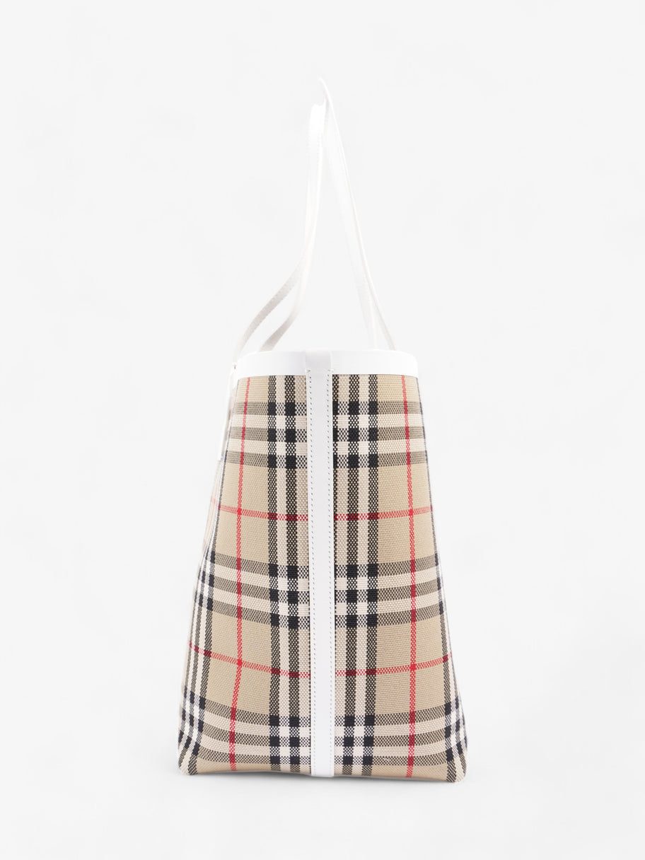 Burberry London Tote Vintage Check / White Cotton Image 5