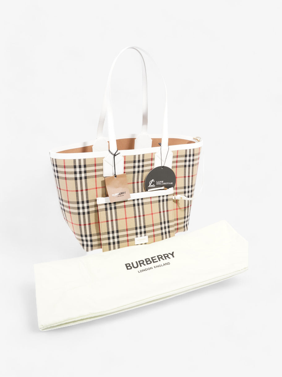 Burberry London Tote Vintage Check / White Cotton Image 9