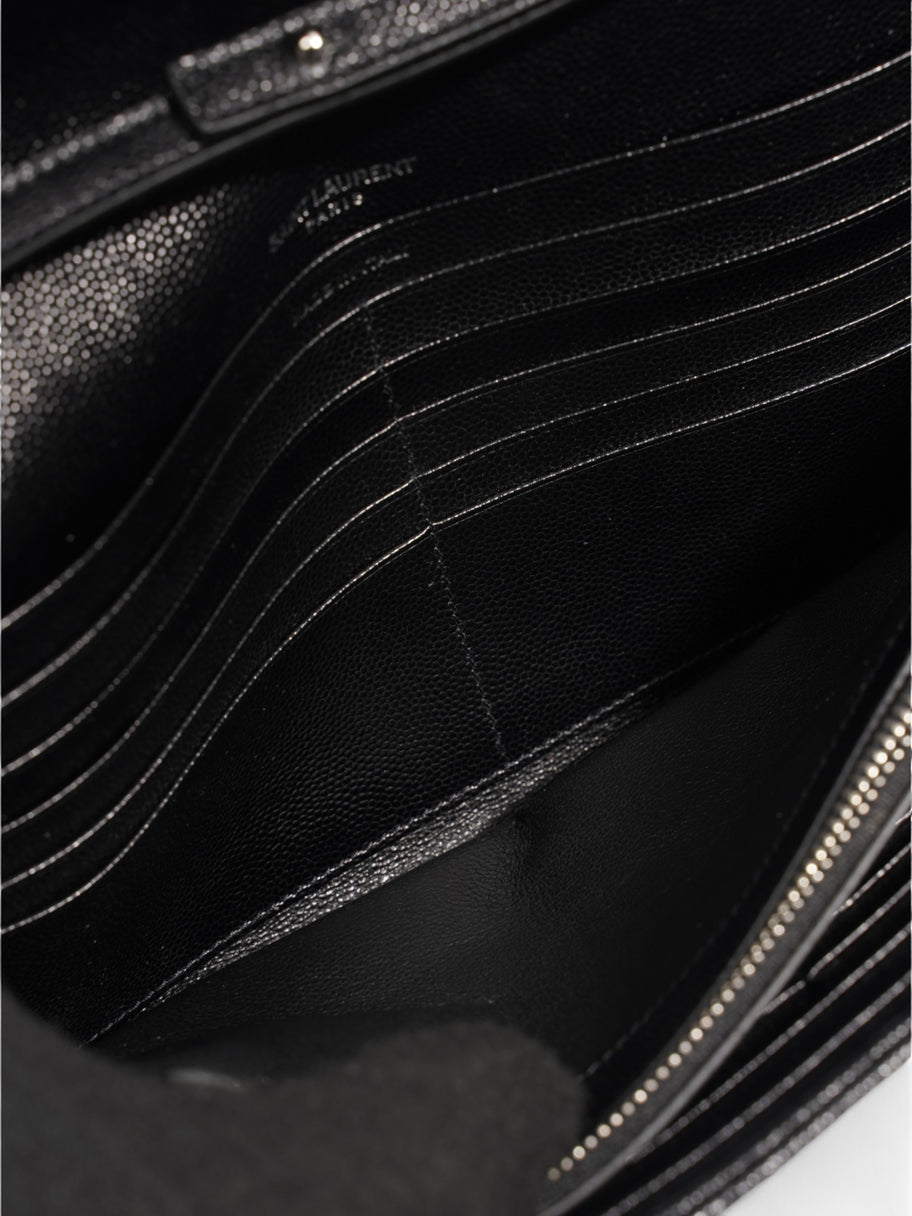 Saint Laurent Cassandre Chain Wallet Black Grained Leather Image 8