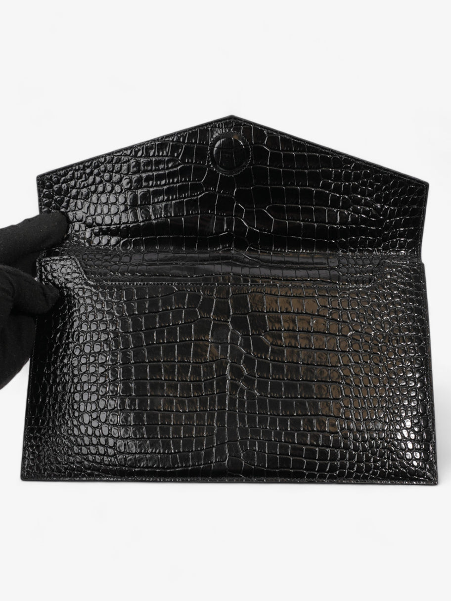 Saint Laurent Uptown Clutch Black Embossed Leather Medium Image 7