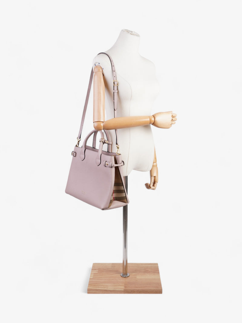  Burberry Banner Bag Pale Orchid / House Check Calfskin Leather Medium