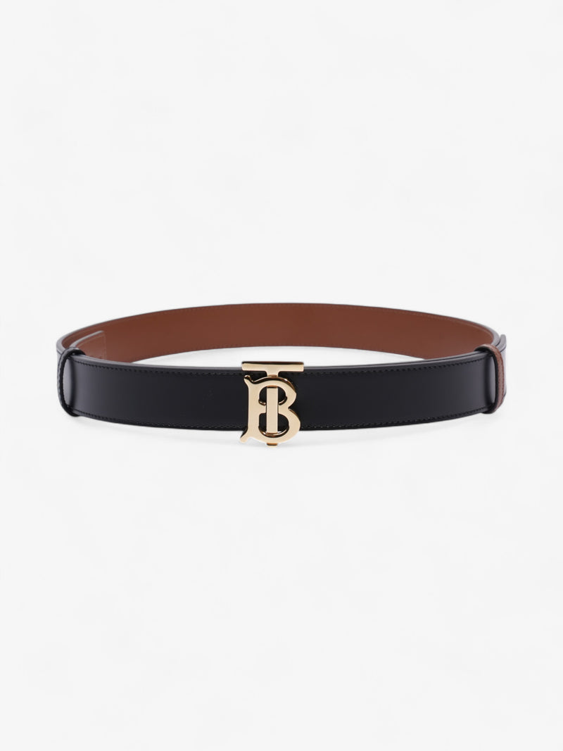  Burberry TB Reversible Belt Black / Brown / Gold Leather Medium - 121cm