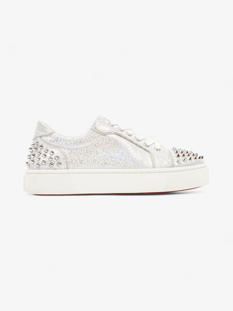  Christian Louboutin Vieira Spikes Sneakers Silver Leather EU 38 UK 5