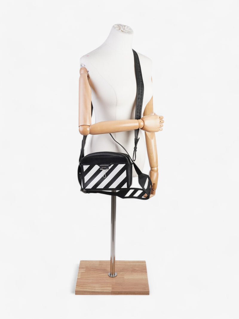  Off White Diag Camera Bag Black / White Leather