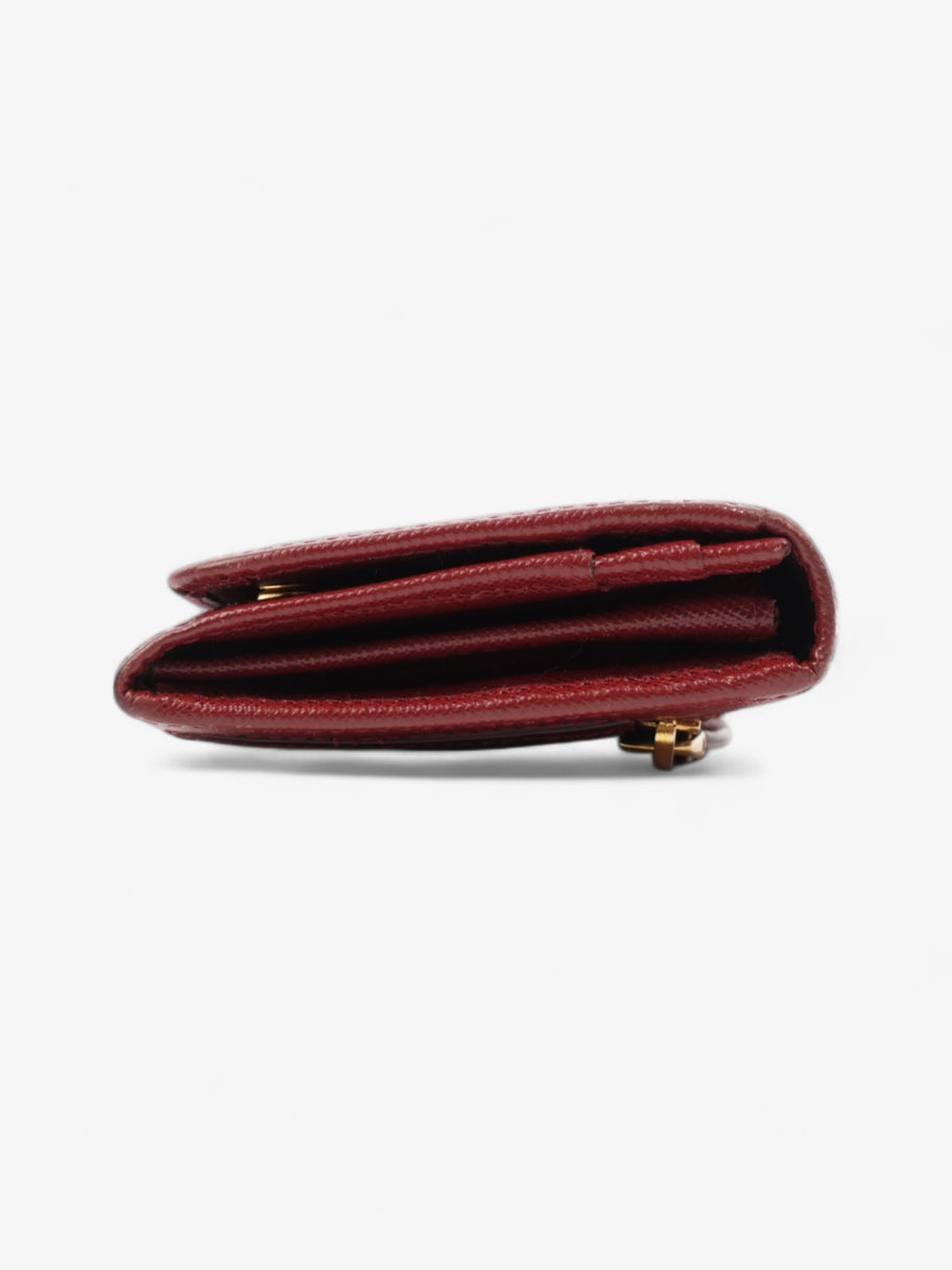 Prada Continental Wallet Burgundy / Gold Saffiano Leather Image 4