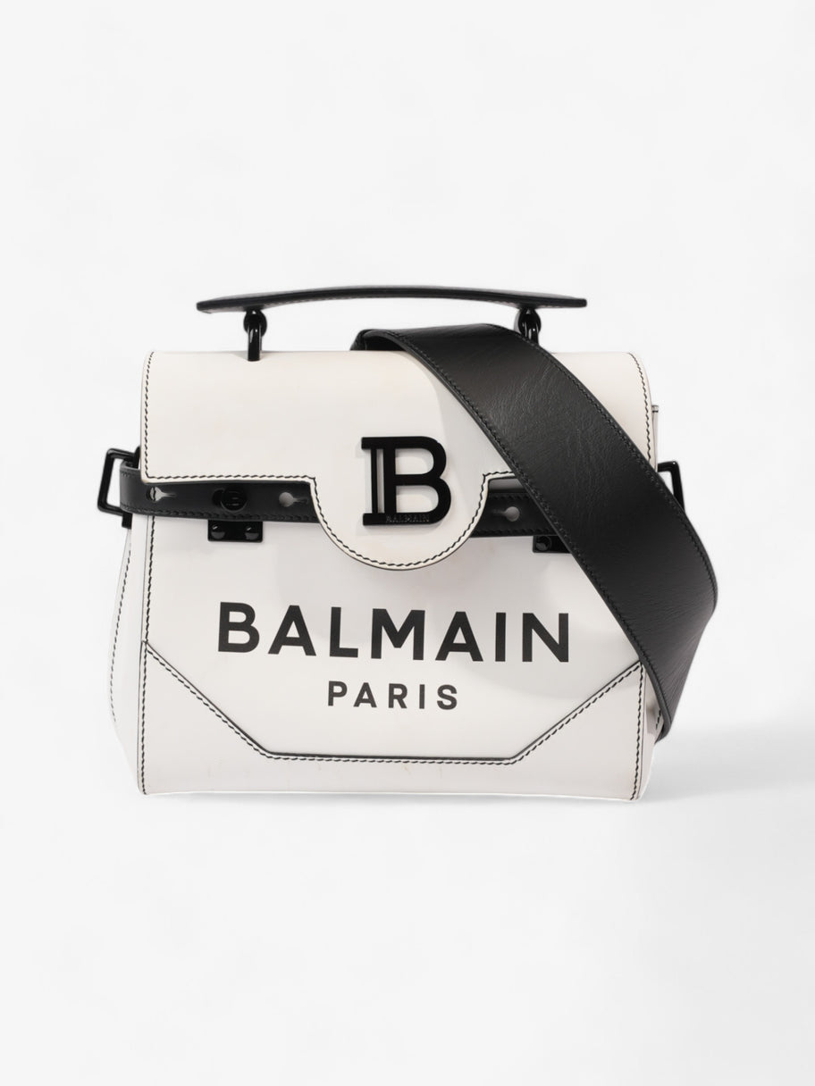 Balmain BB Logo Flap Over White / Black Leather Image 1