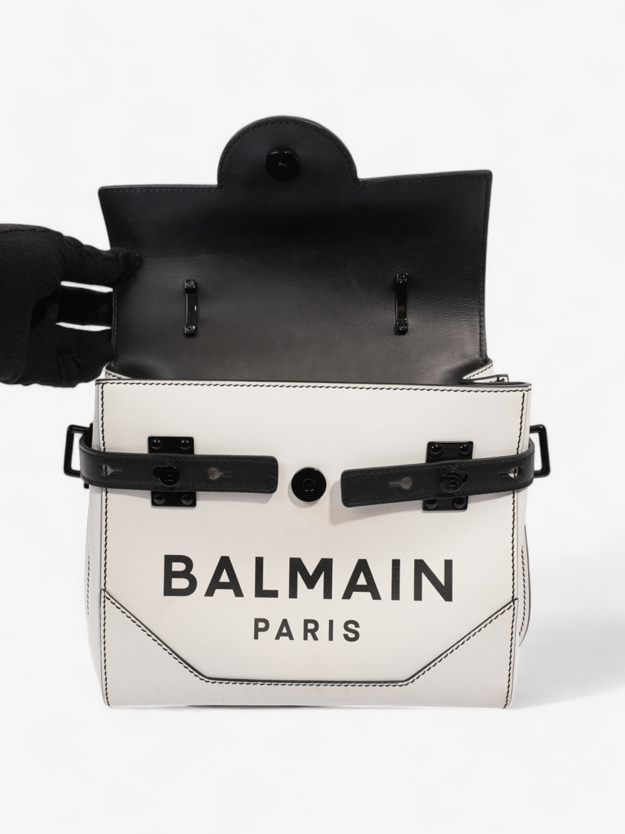 Balmain BB Logo Flap Over White / Black Leather Image 8