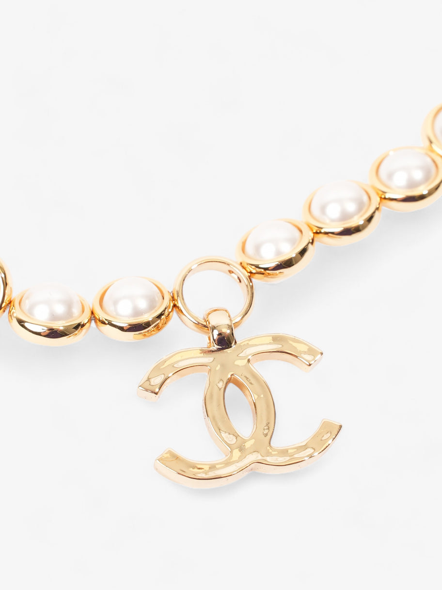 Chanel CC Pearl Necklace Gold Base Metal Image 2