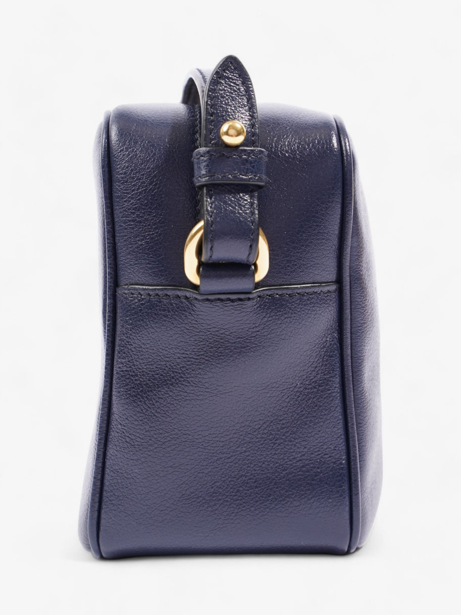 Prada Logo Embossed Navy Leather Image 3