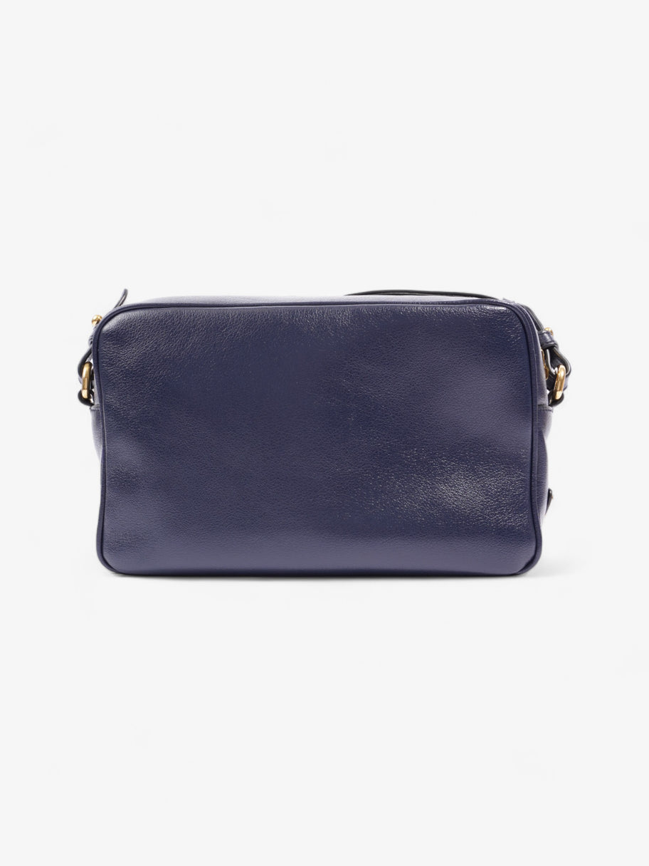 Prada Logo Embossed Navy Leather Image 4