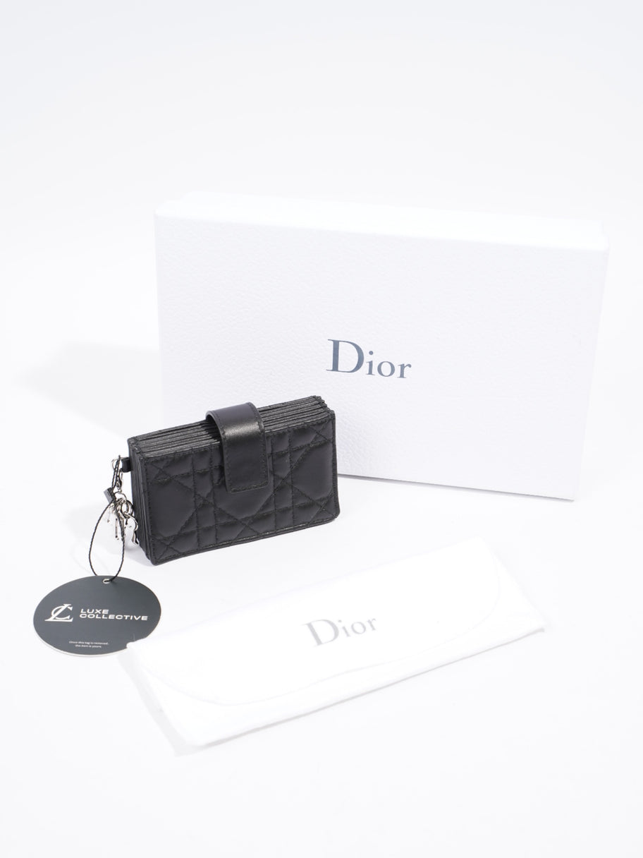 Christian Dior Lady Dior Jasmine Card Holder Black / Silver Lambskin Leather Image 10