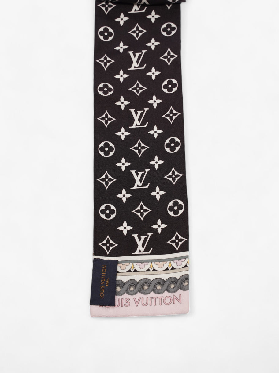 Louis Vuitton Bandeau Around The World Twilly Black / White / Pink Silk Image 3