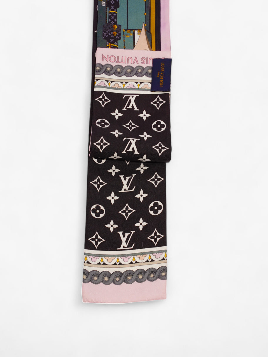 Louis Vuitton Bandeau Around The World Twilly Black / White / Pink Silk Image 5