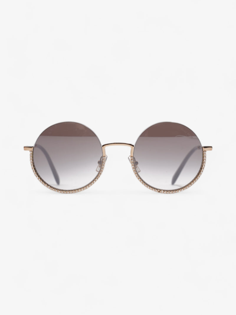  Miu Miu Embellished Round Sunglasses Gold Acetate 140mm