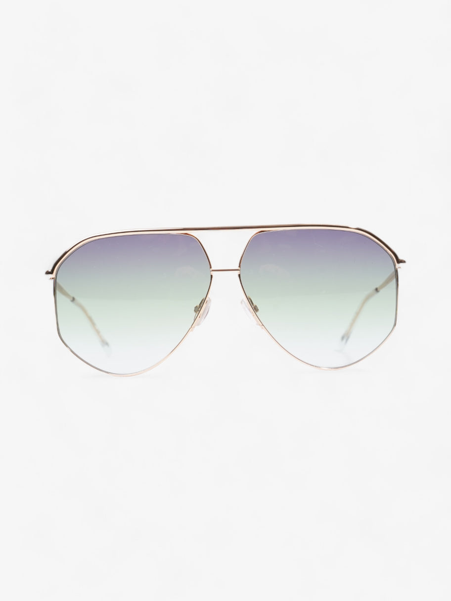 Isabel Marant Etoile Enzo Pilot-Frame Sunglasses Gold / Green Acetate 140mm Image 1