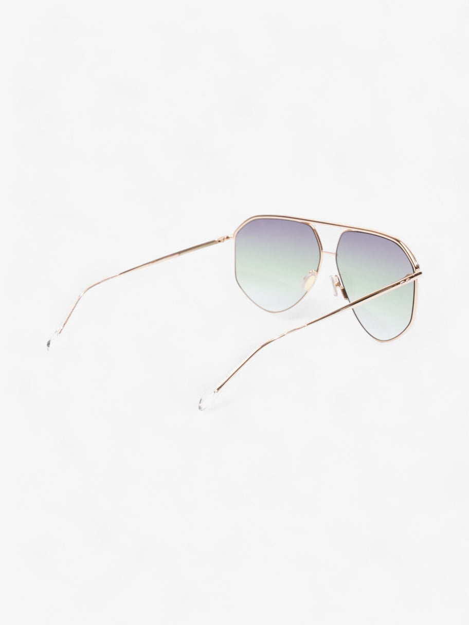 Isabel Marant Etoile Enzo Pilot-Frame Sunglasses Gold / Green Acetate 140mm Image 7