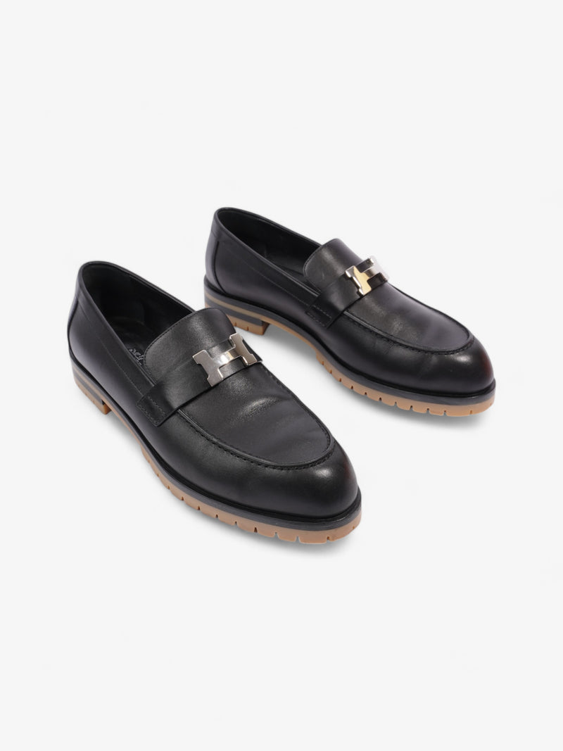  Hermes Faubourg Loafers Black Leather EU 41 UK 7