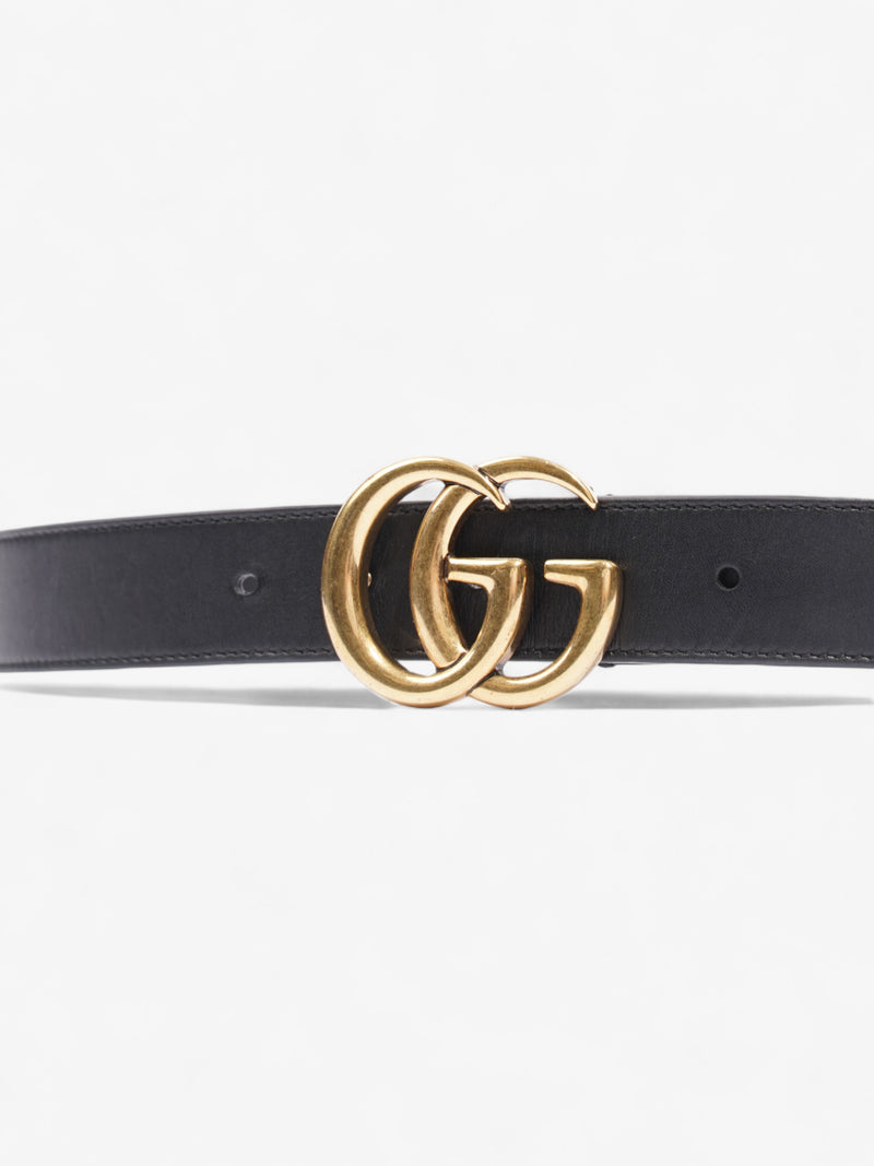  Gucci GG Marmont Thin Belt Black / Gold Leather 80cm / 32