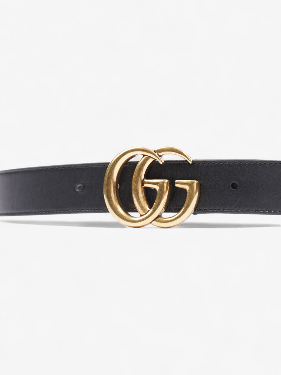 Gucci GG Marmont Thin Belt Black / Gold Leather 80cm / 32