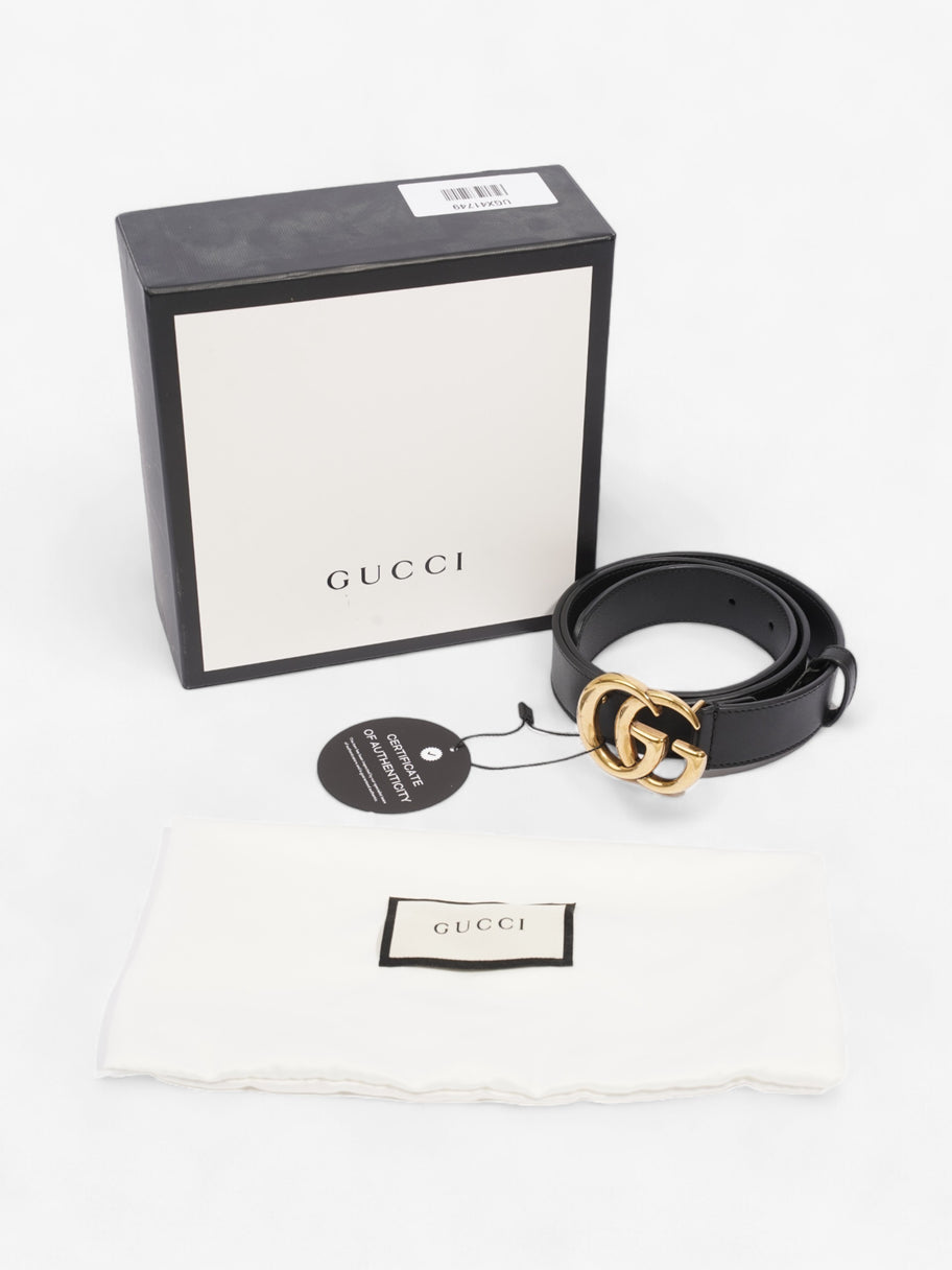 Gucci GG Marmont Thin Belt Black / Gold Leather 80cm / 32