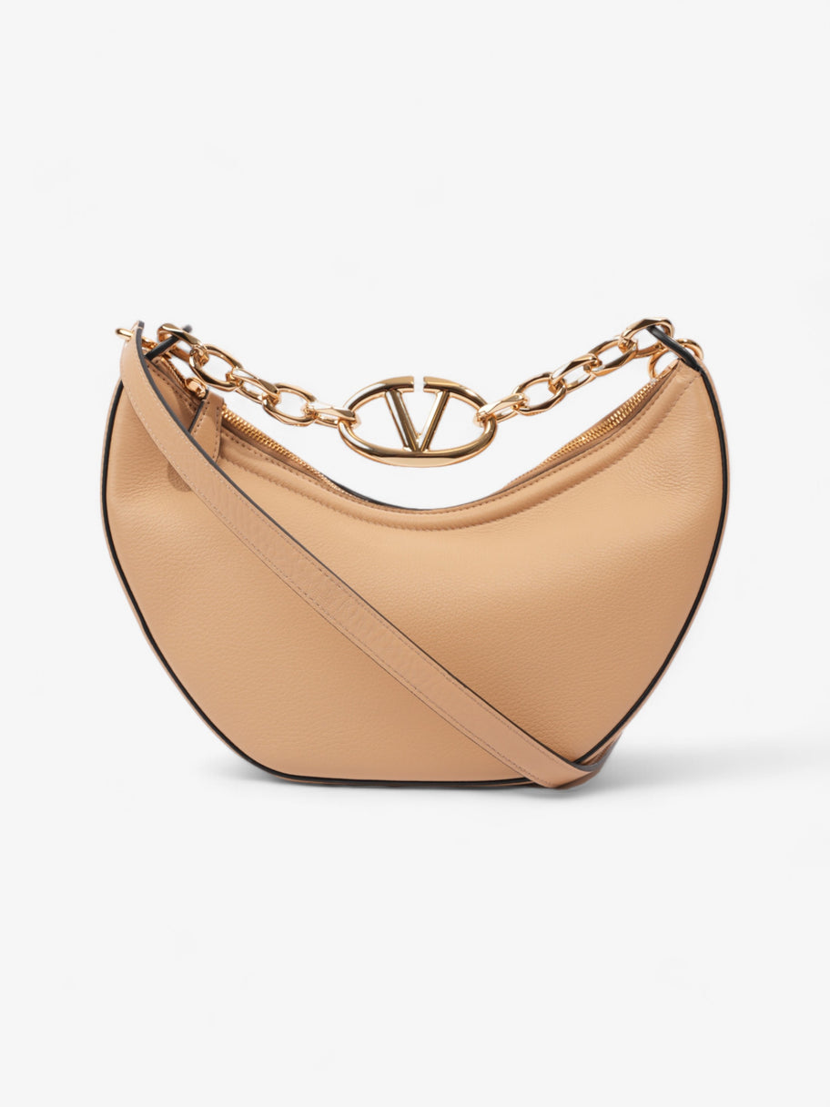 Valentino VLogo Moon Hobo Beige Leather Small Image 1